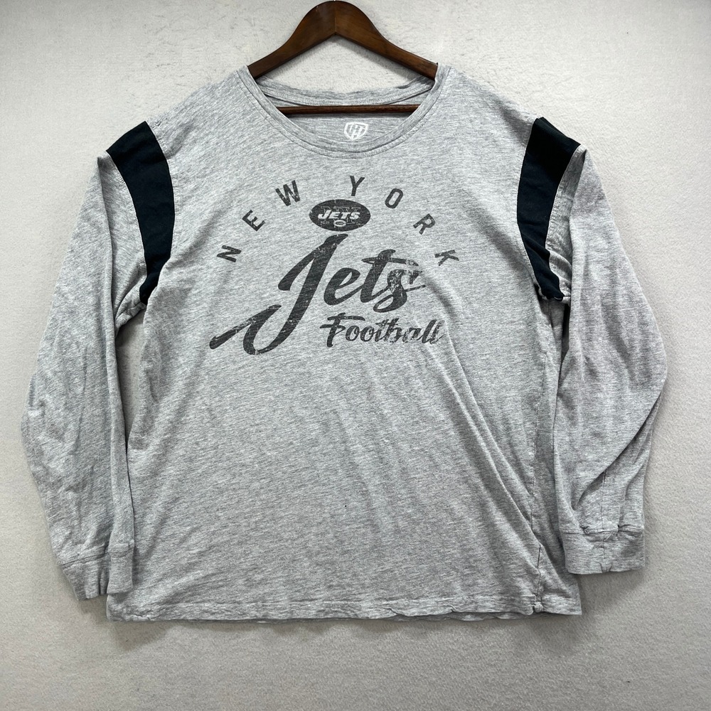 New York Jets Hands High T Shirt Mens XL Gray Long Sleeve Crew NFL Graphic Tee